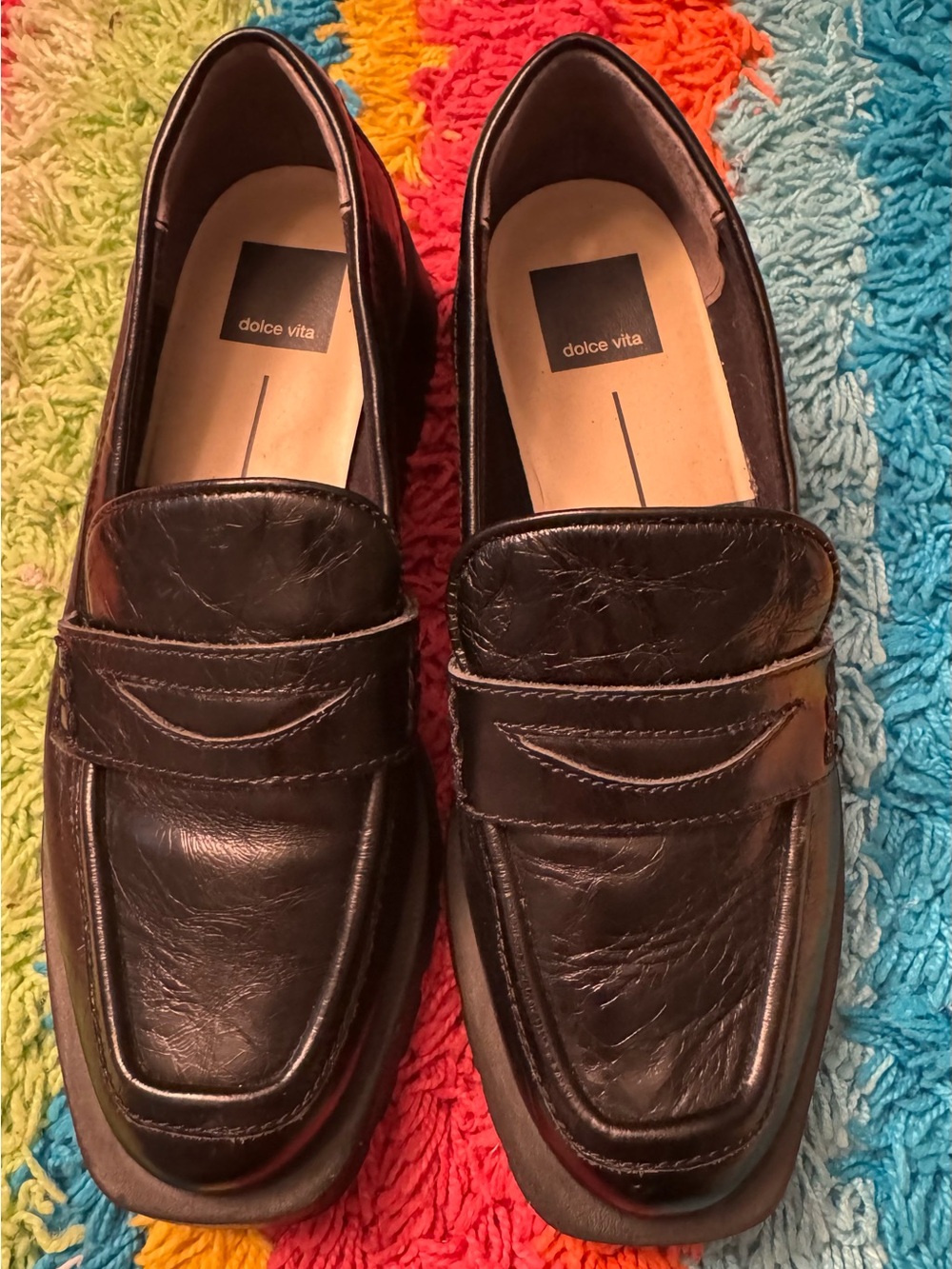 Dolce Vita Black Leather Penny Loafers
